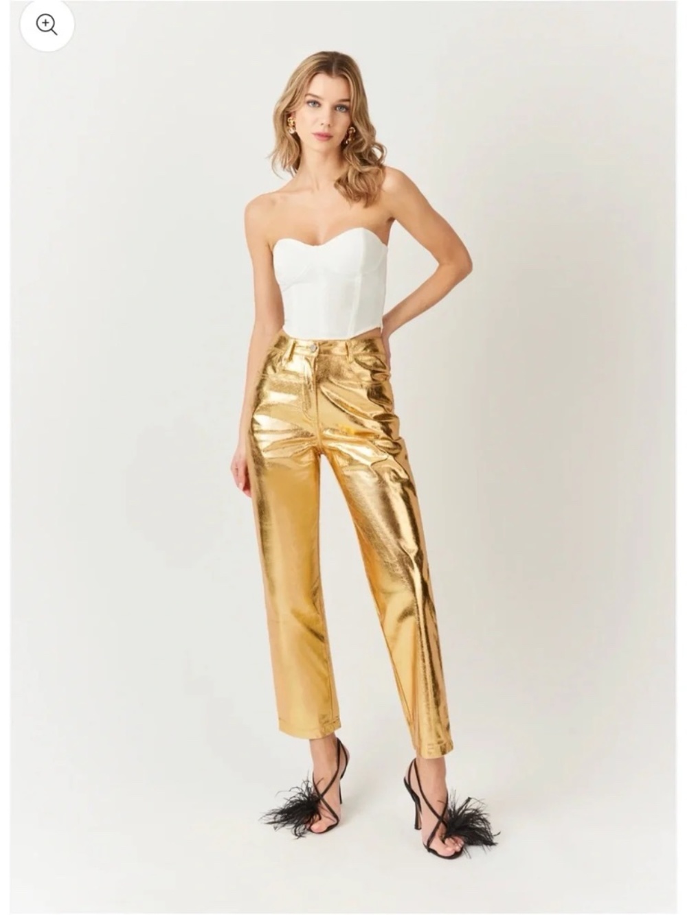 NWT AmyLynn High-Rise Textured Metallic Gold Pants SzM Baddie Clubwear Party